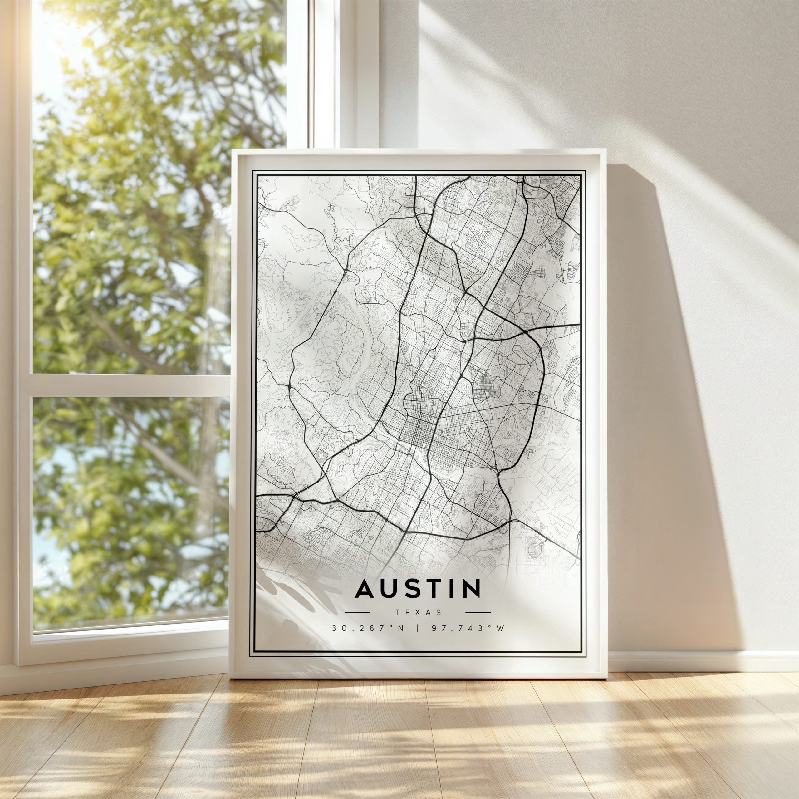 austin texas city map art – minimalist & classic printable wall decor