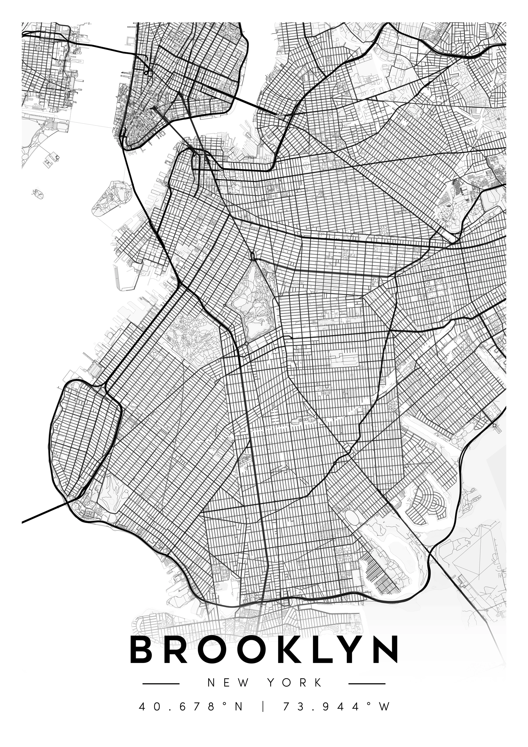 brooklyn new york city map art – minimalist & classic printable wall decor