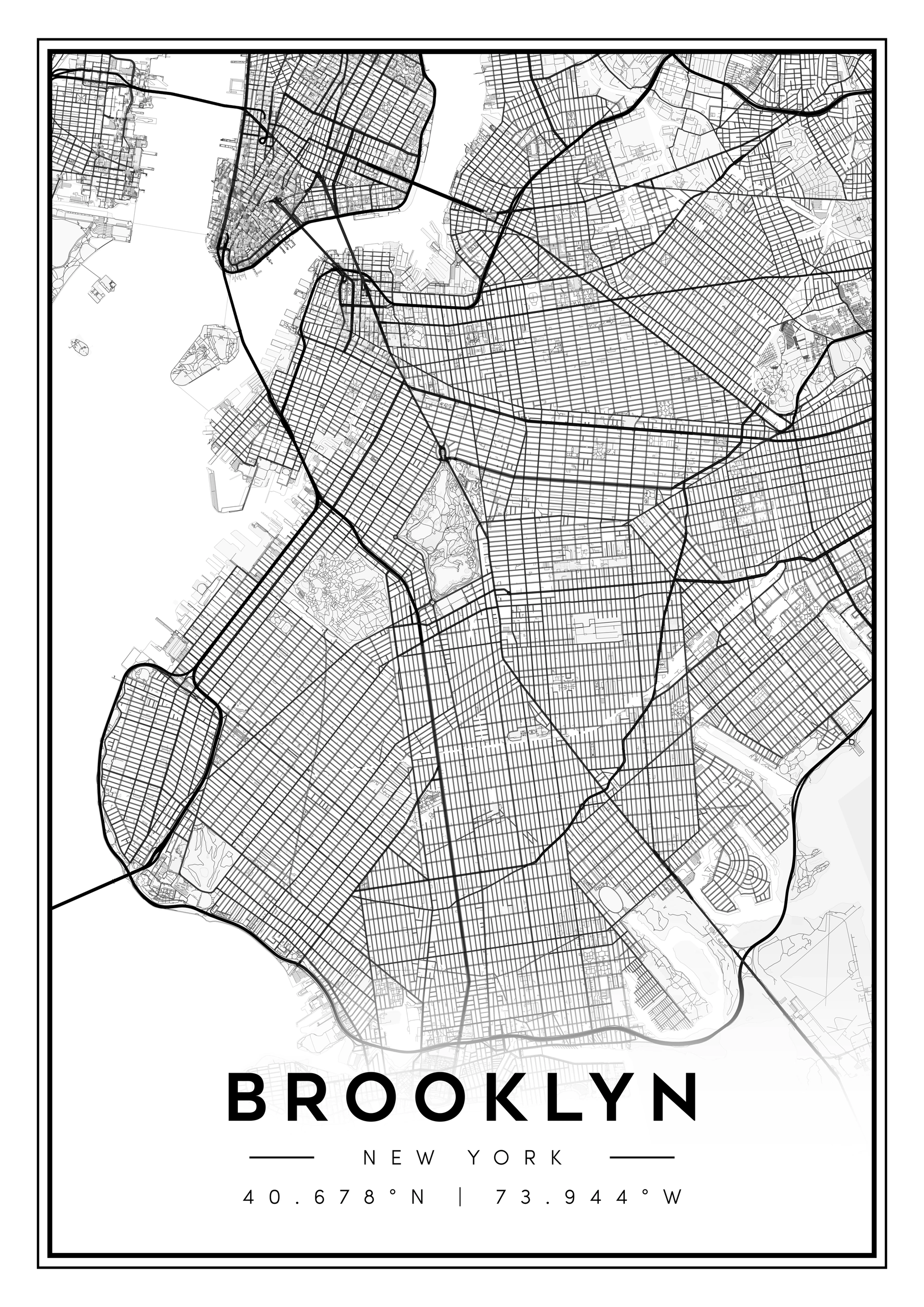 brooklyn new york city map art – minimalist & classic printable wall decor