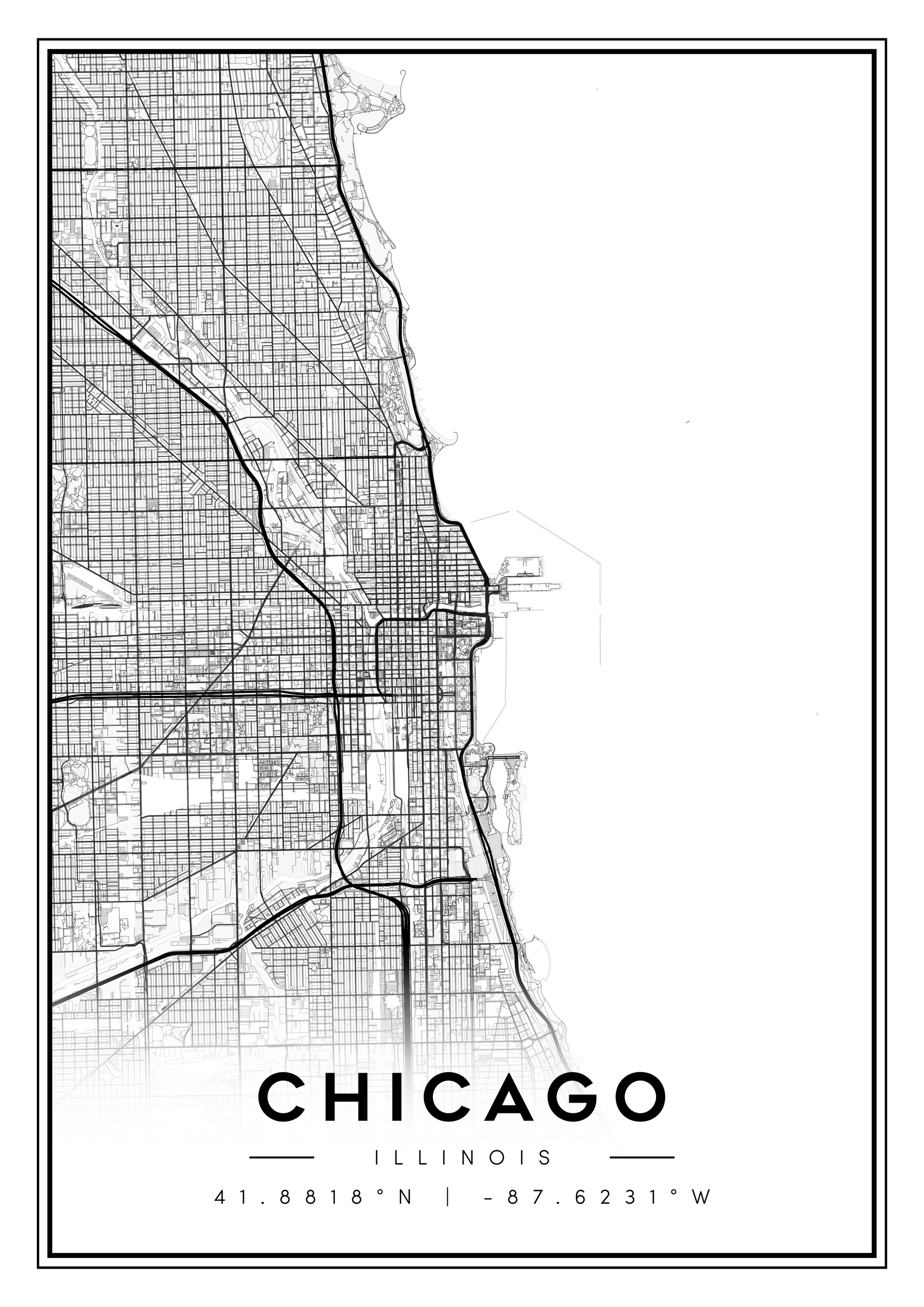chicago city map art – minimalist & classic printable wall decor