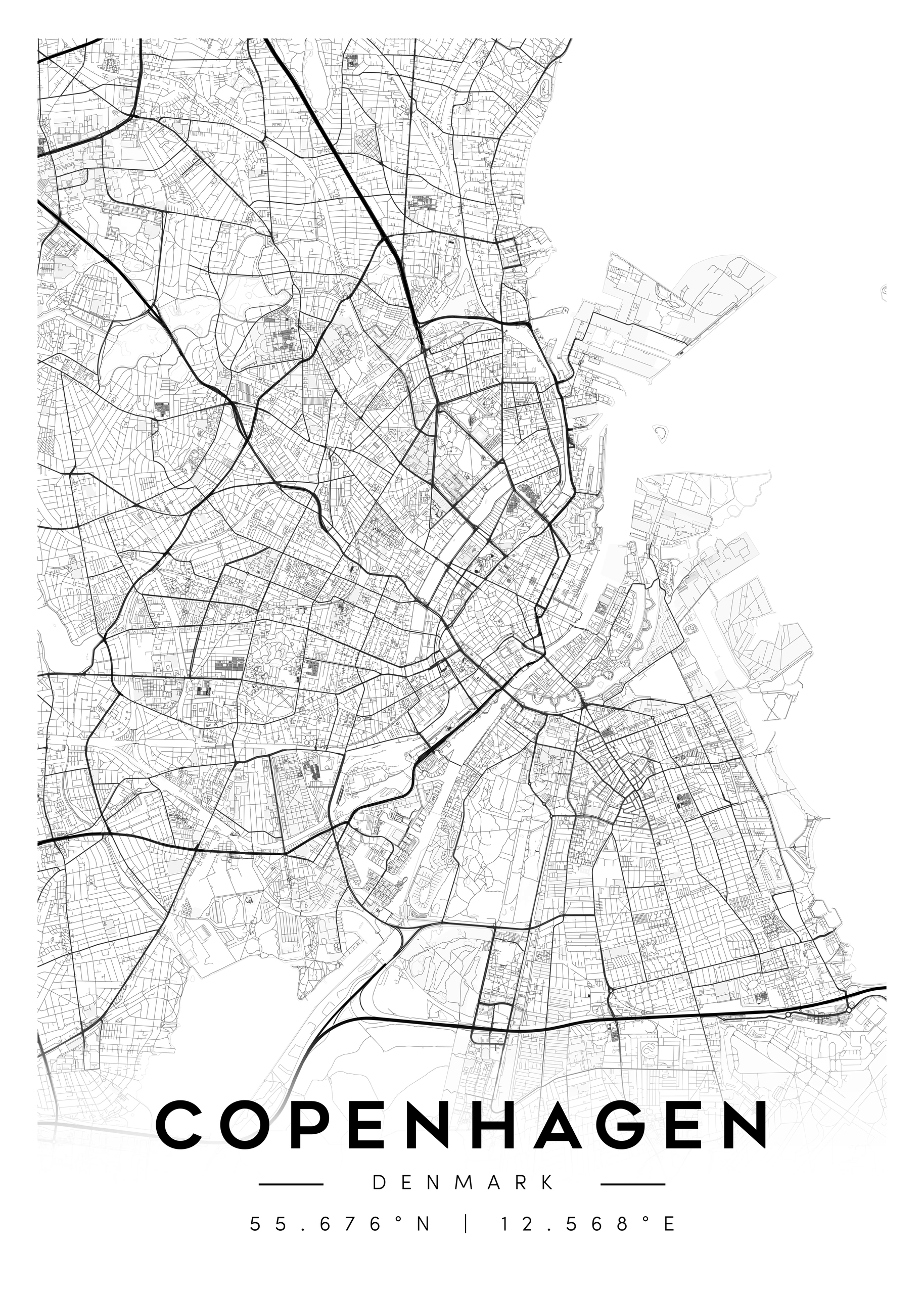 copenhagen denmark city map art – minimalist & classic printable wall decor