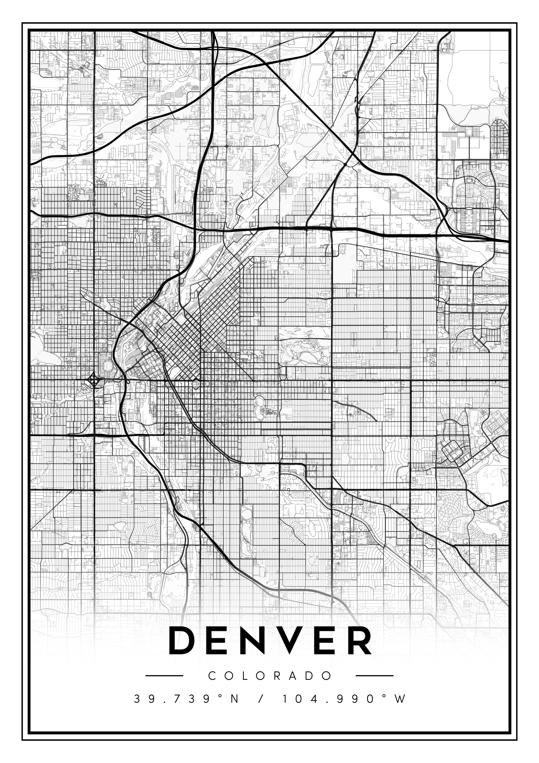 denver colorado city map art – minimalist & classic printable wall decor