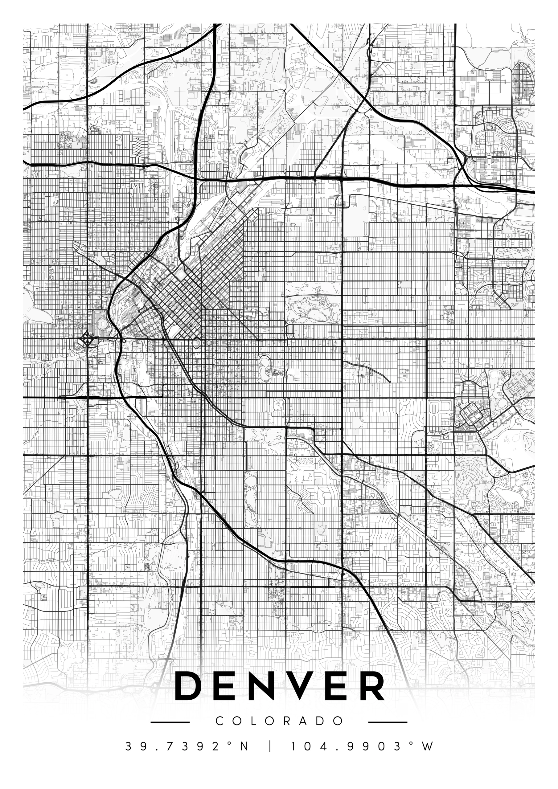 denver colorado city map art – minimalist & classic printable wall decor