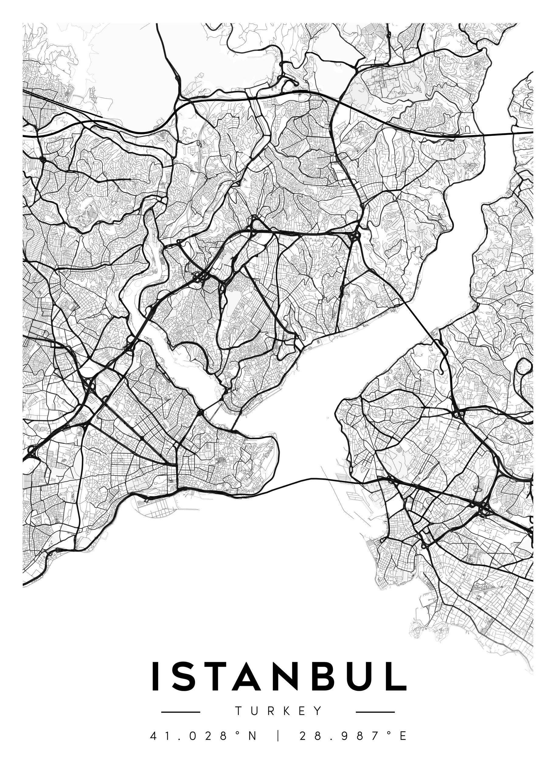 istanbul turkey city map art – minimalist & classic printable wall decor