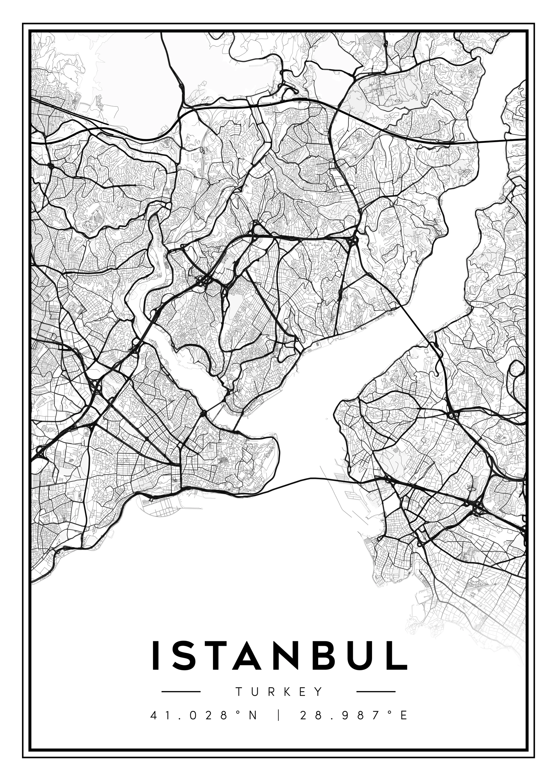 istanbul turkey city map art – minimalist & classic printable wall decor