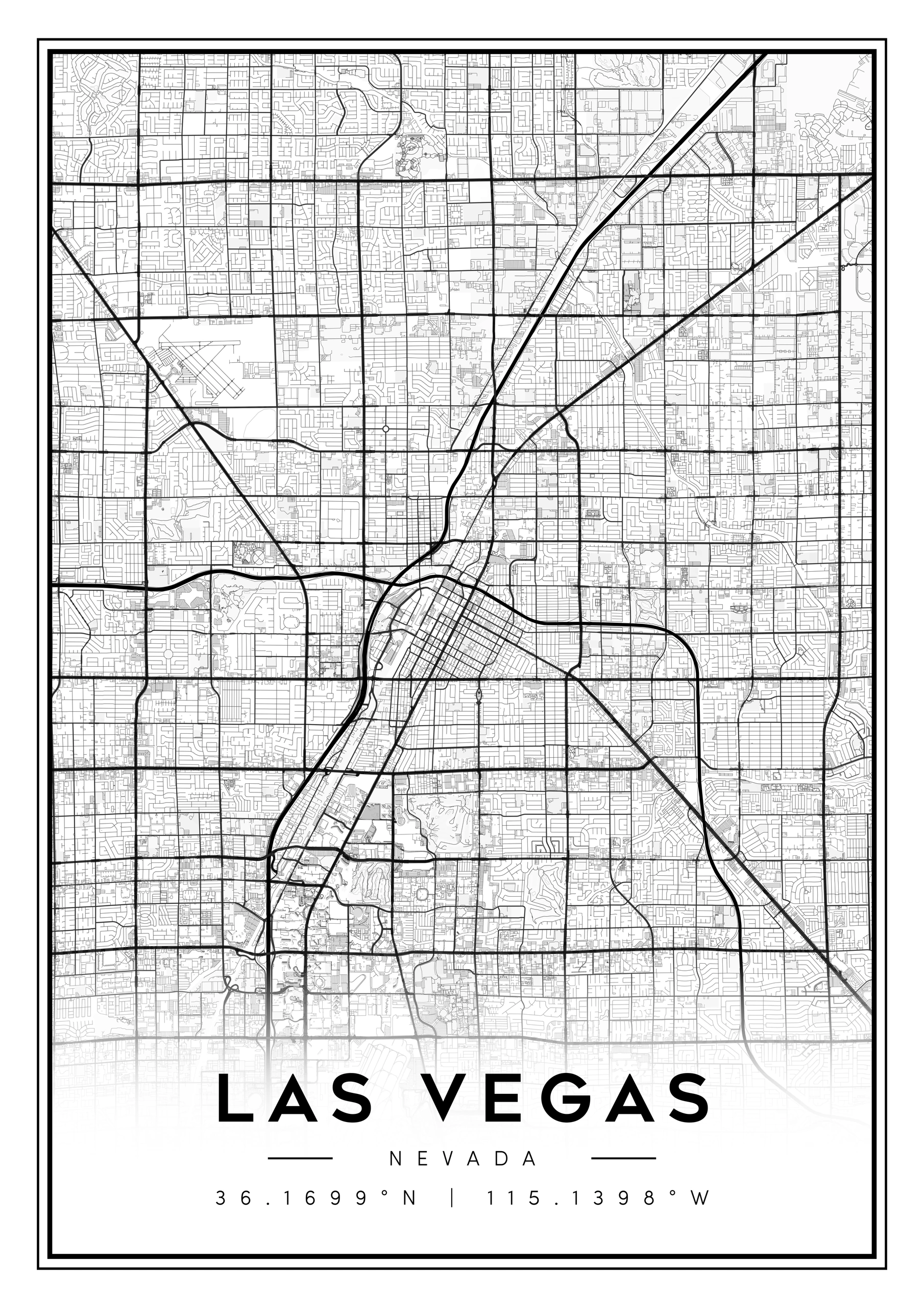 las vegas city map art – minimalist & classic printable wall decor