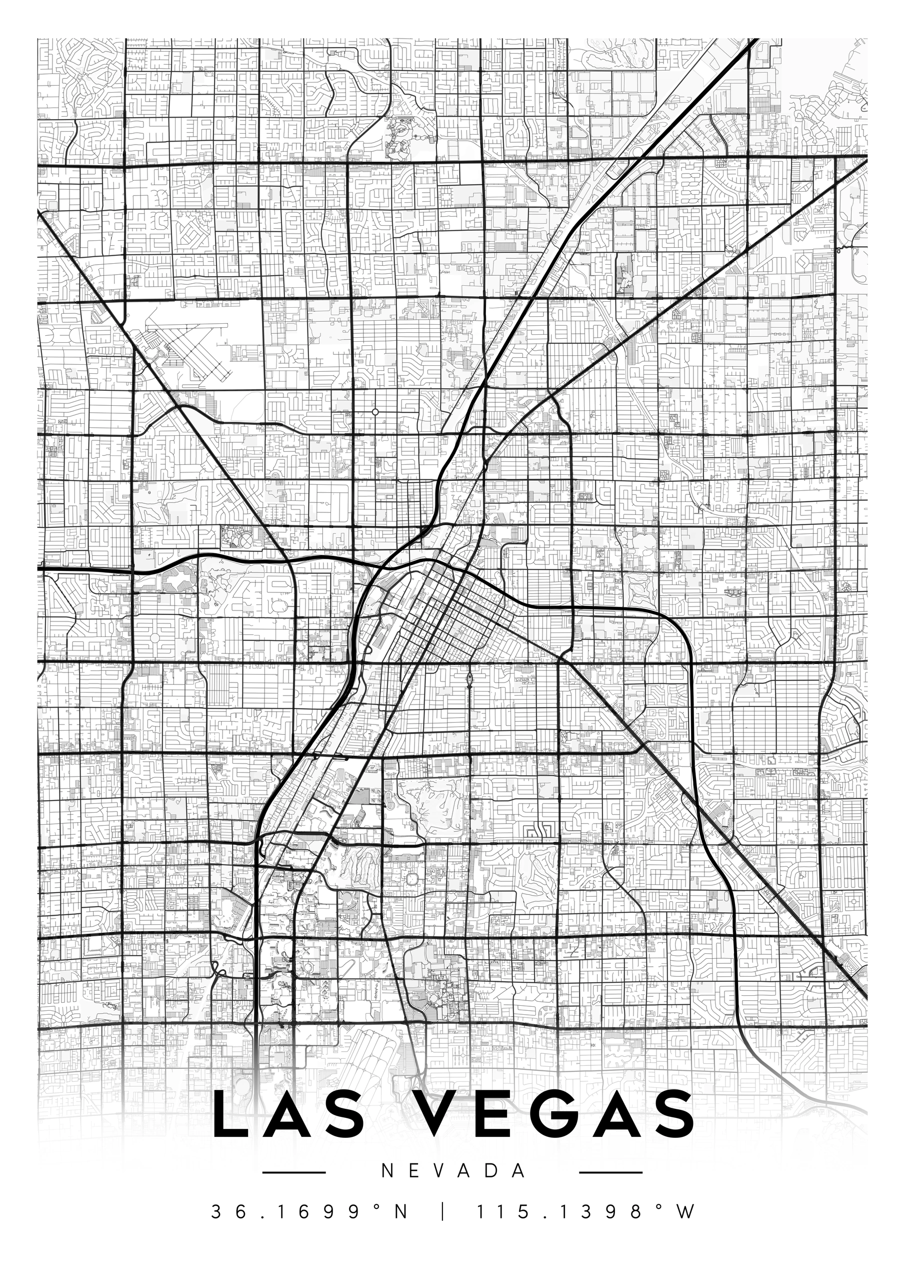 las vegas city map art – minimalist & classic printable wall decor