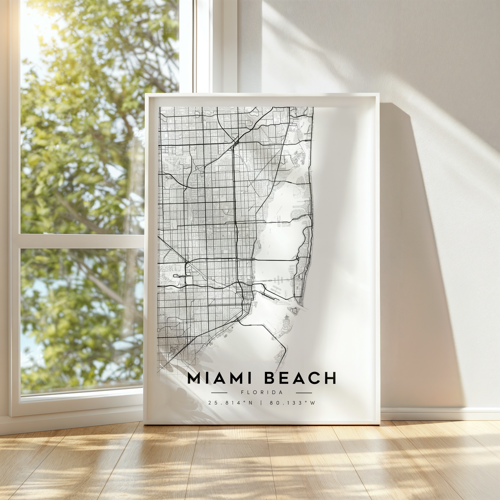 miami city map art | set of 2 printable art maps | minimal & classic wall decor