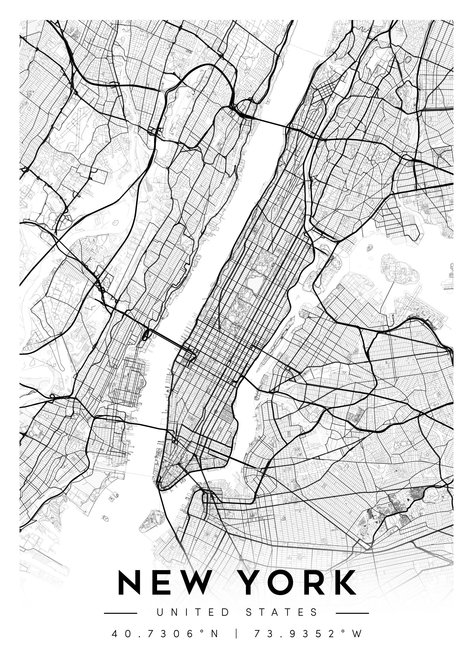 new york city map art – minimalist & classic printable wall decor