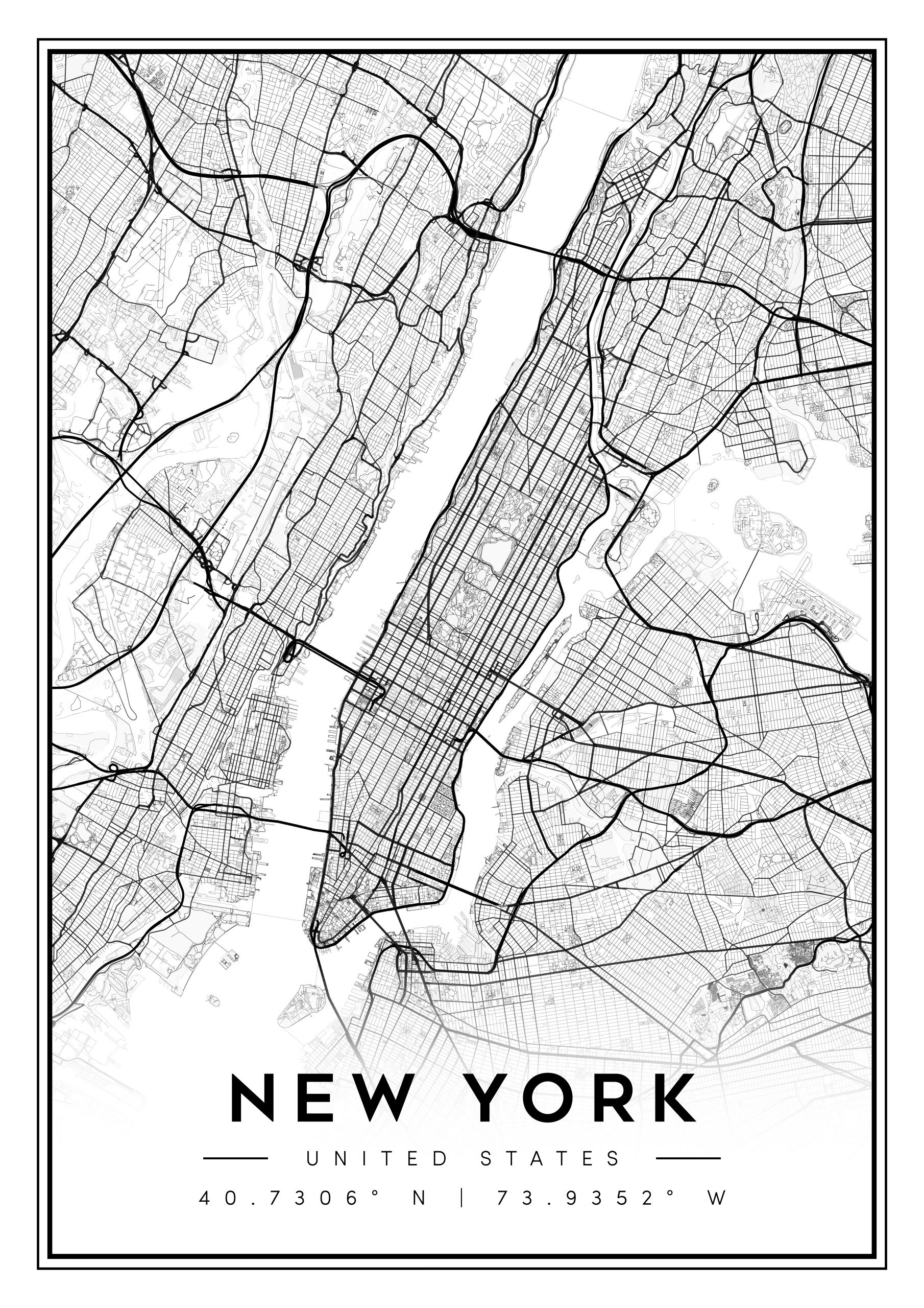 new york city map art – minimalist & classic printable wall decor