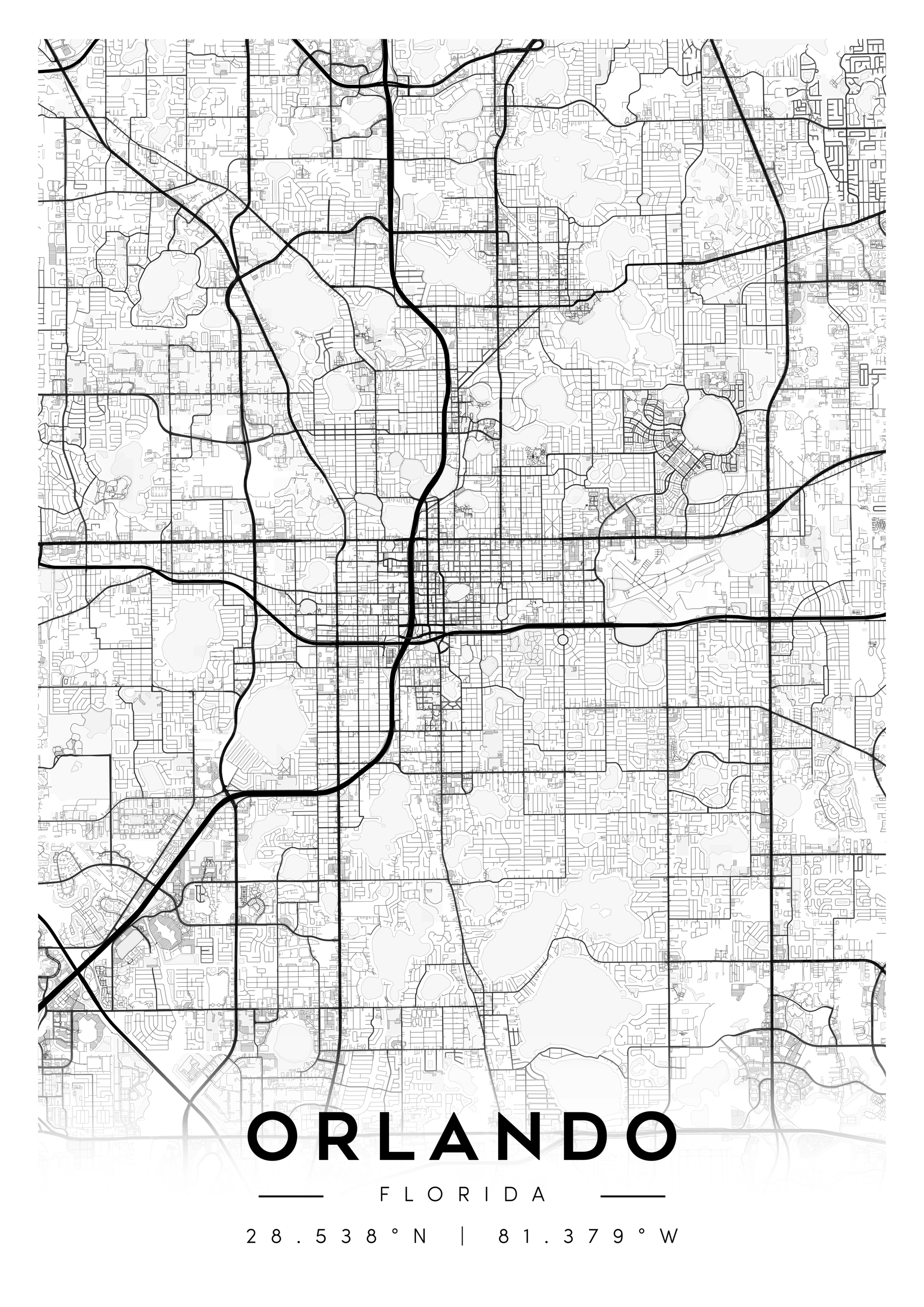 orlando florida city map art – minimalist & classic printable wall decor