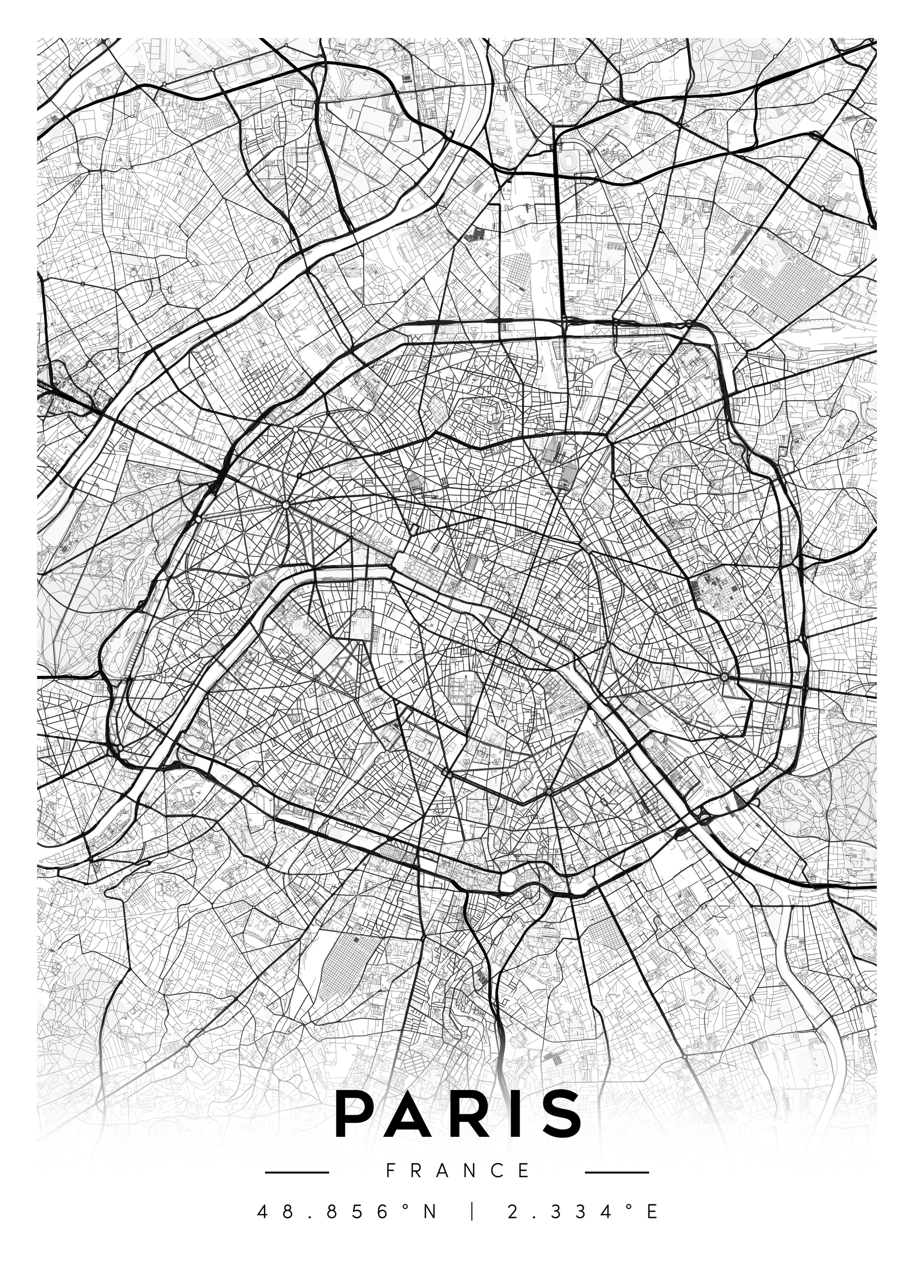 paris city map art – minimalist & classic printable wall decor