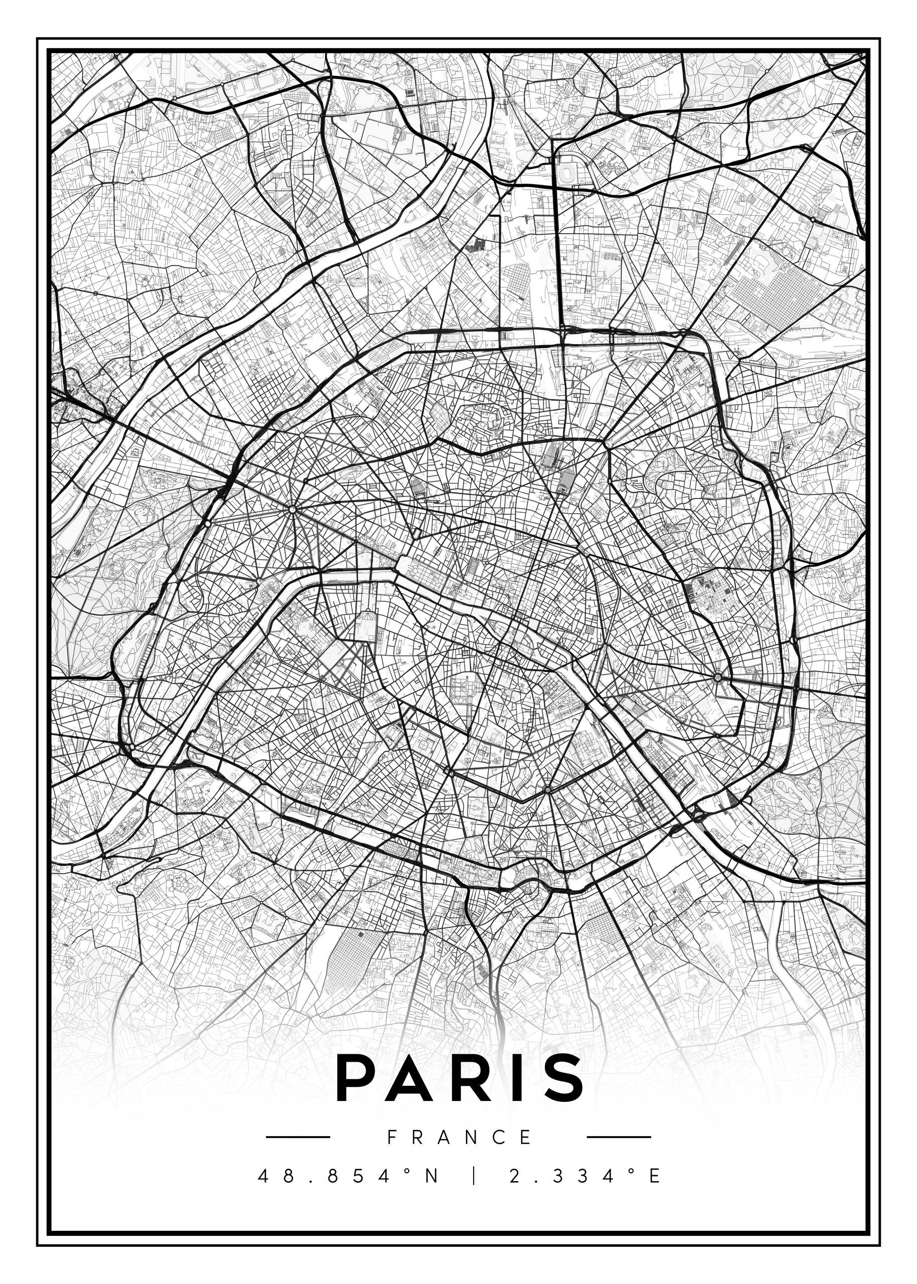 paris france city map art – minimalist & classic printable wall decor