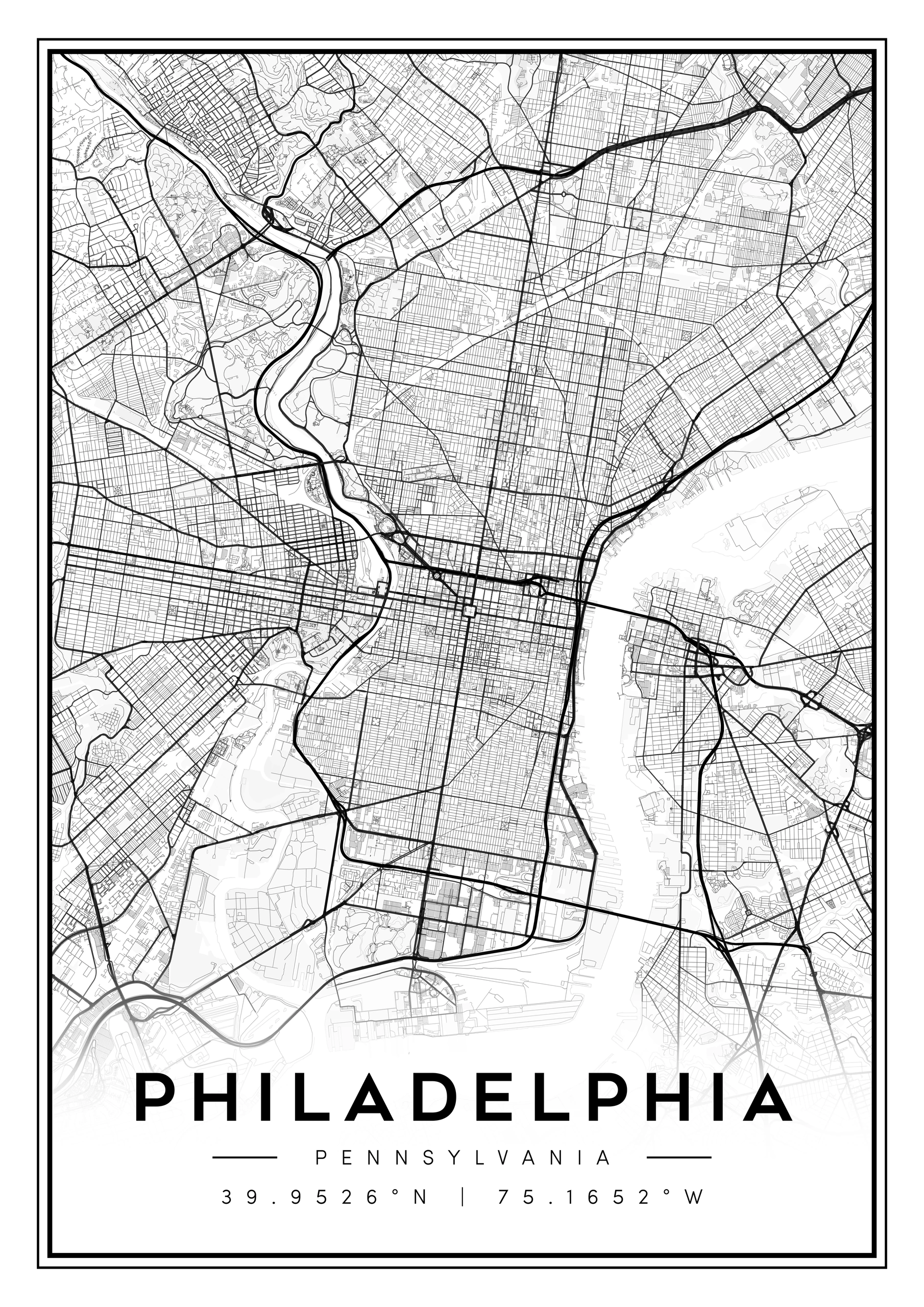philadelphia city map art – minimalist & classic printable wall decor