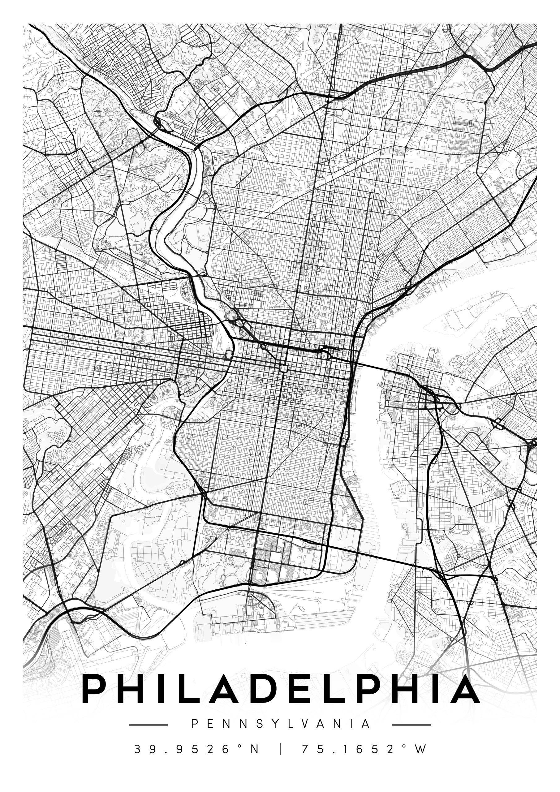 philadelphia city map art – minimalist & classic printable wall decor