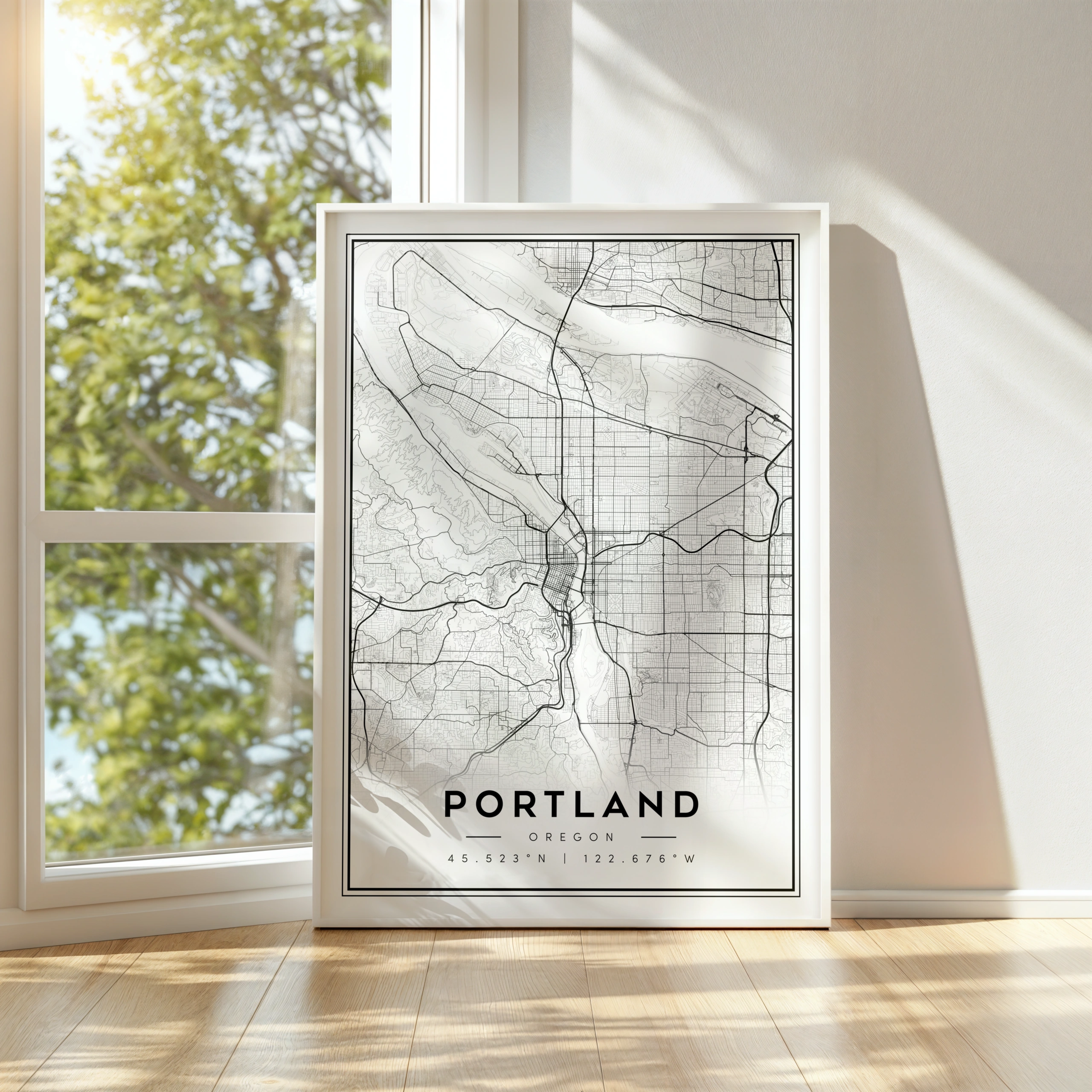 portland city map art – minimalist & classic printable wall decor