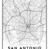 san antonio city map art – minimalist & classic printable wall decor