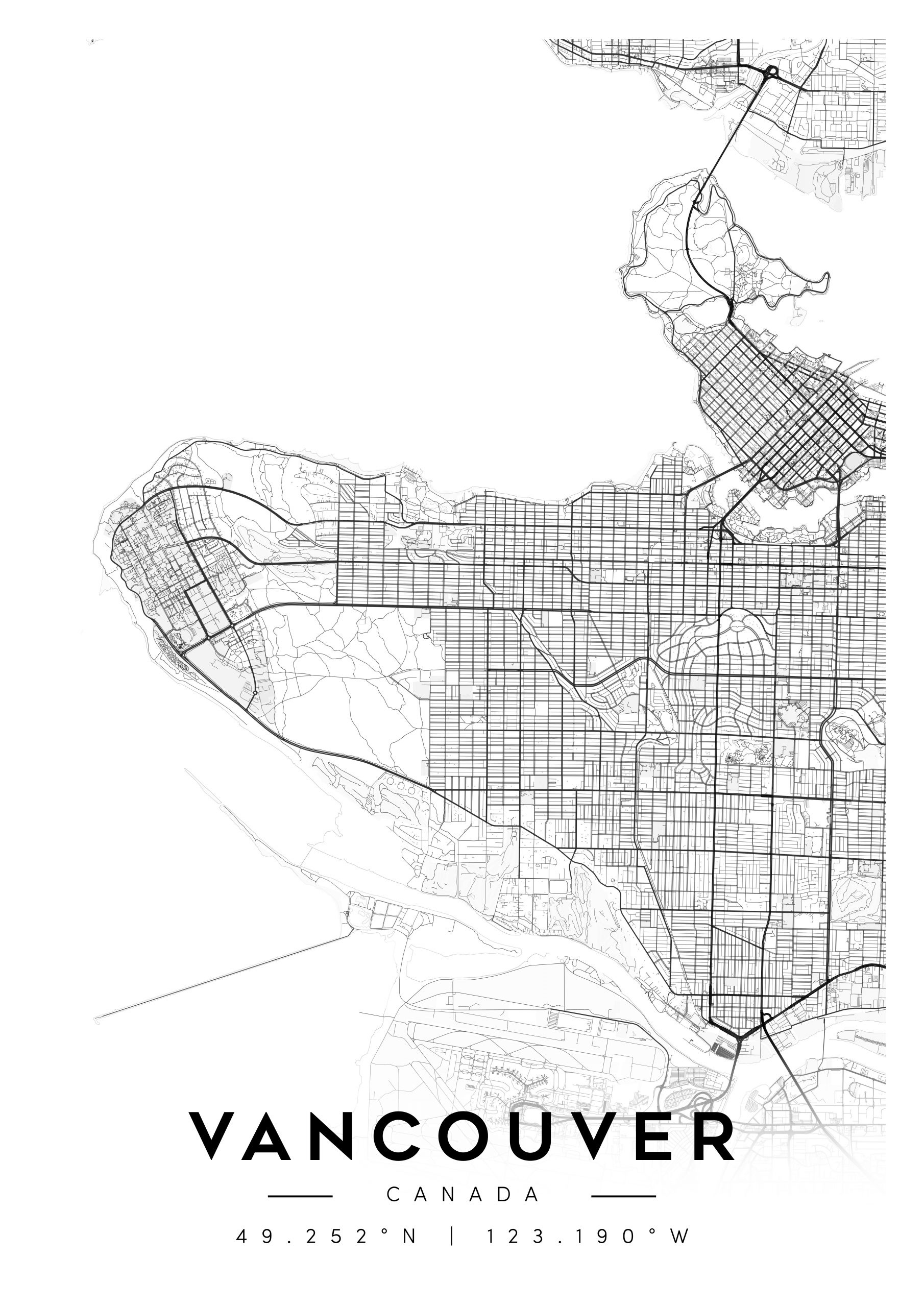 vancouver city map art – minimalist & classic printable wall decor vancouver