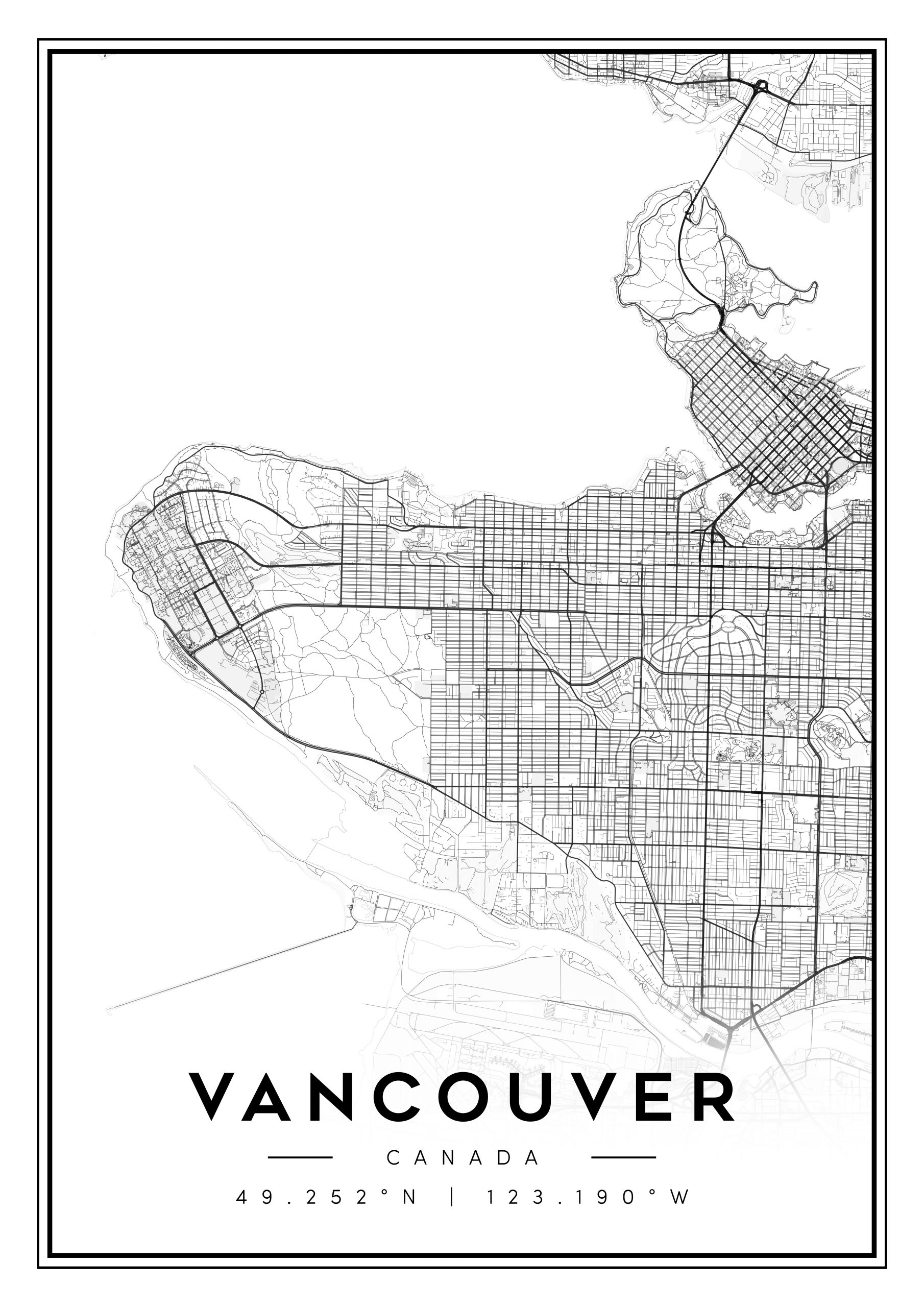 vancouver city map art – minimalist & classic printable wall decor vancouver